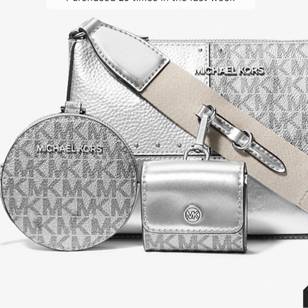Michael Kors Jet Set Travel Sma Metallic Patchwork and Signature Logo Crossbody - Picture 4 of 16